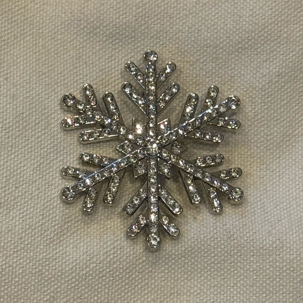 Silver Crystal Snowflake Brooch